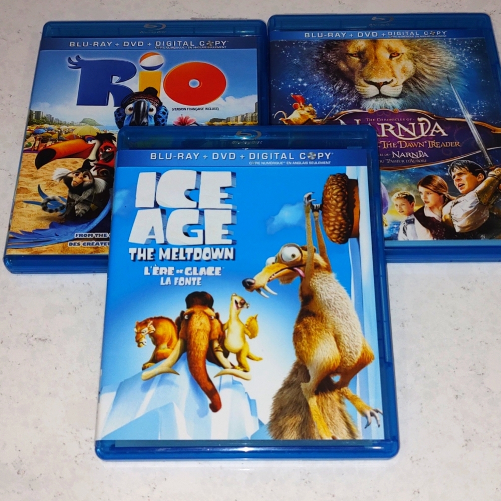 Children's Blu-ray Collection lot of 3 Narnia, Rio, Ice Age